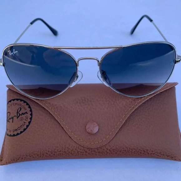 Ray-Ban Aviator Sunglasses RB3025 58mm Silver Frame & Gray Gradient Lenses003/32 - Picture 1 of 12